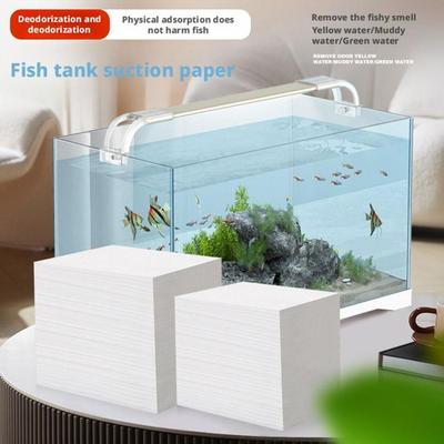 100 Piezas Hojas Purificadoras de Agua Eficientes para Acuario De-amarilleo Absorbe Impurezas Papel Desodorante para Pecera Eliminación de Impurezas