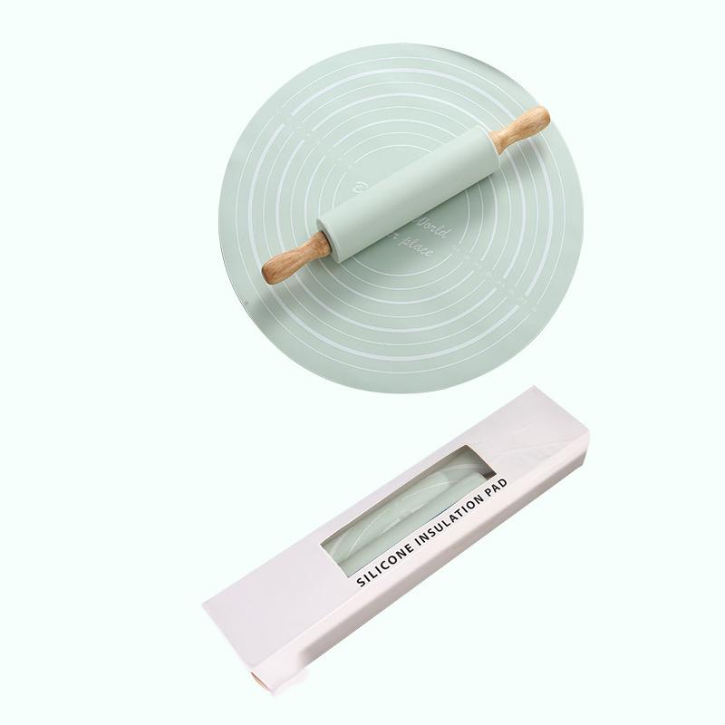 

Силиконовый коврик для теста и набор скалок с антипригарным покрытием, противоскользящие доски для теста, пиццы, хлеба, выпечки, инструменты светло-зеленый