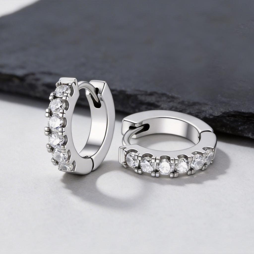 CZ Huggie Hoop Earrings for Women, Tiny Cartilage Hoops Sparkling Cubic Zirconic Simple Stacking Earrings for Multiple Piercings