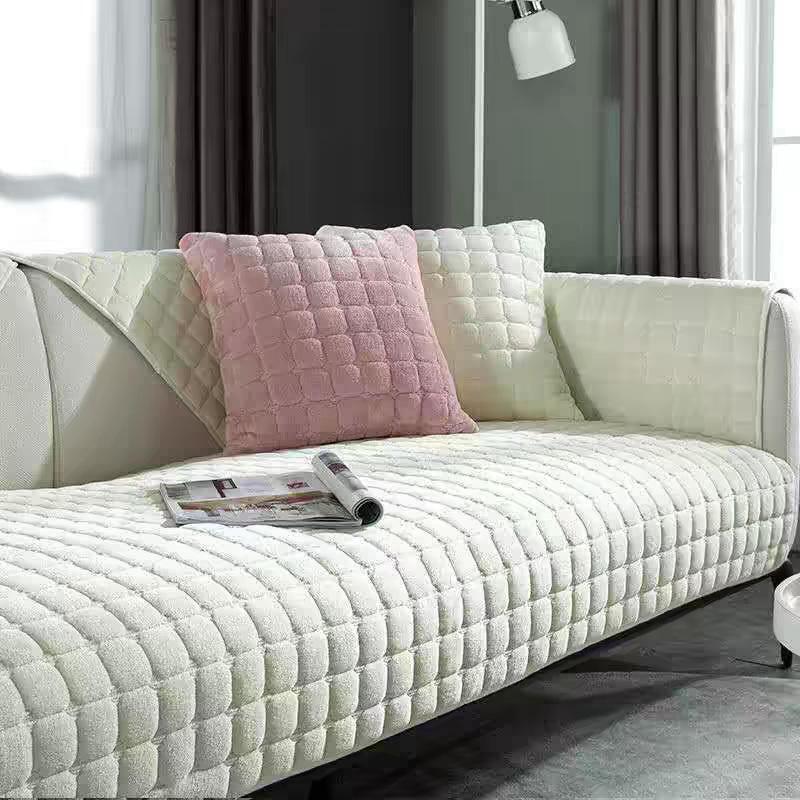 Thickened Plush Sofa Cushion Non-Slip Seat Cushion Autumn And Winter Flannel Warm Sofa Cover Towel  Labeling