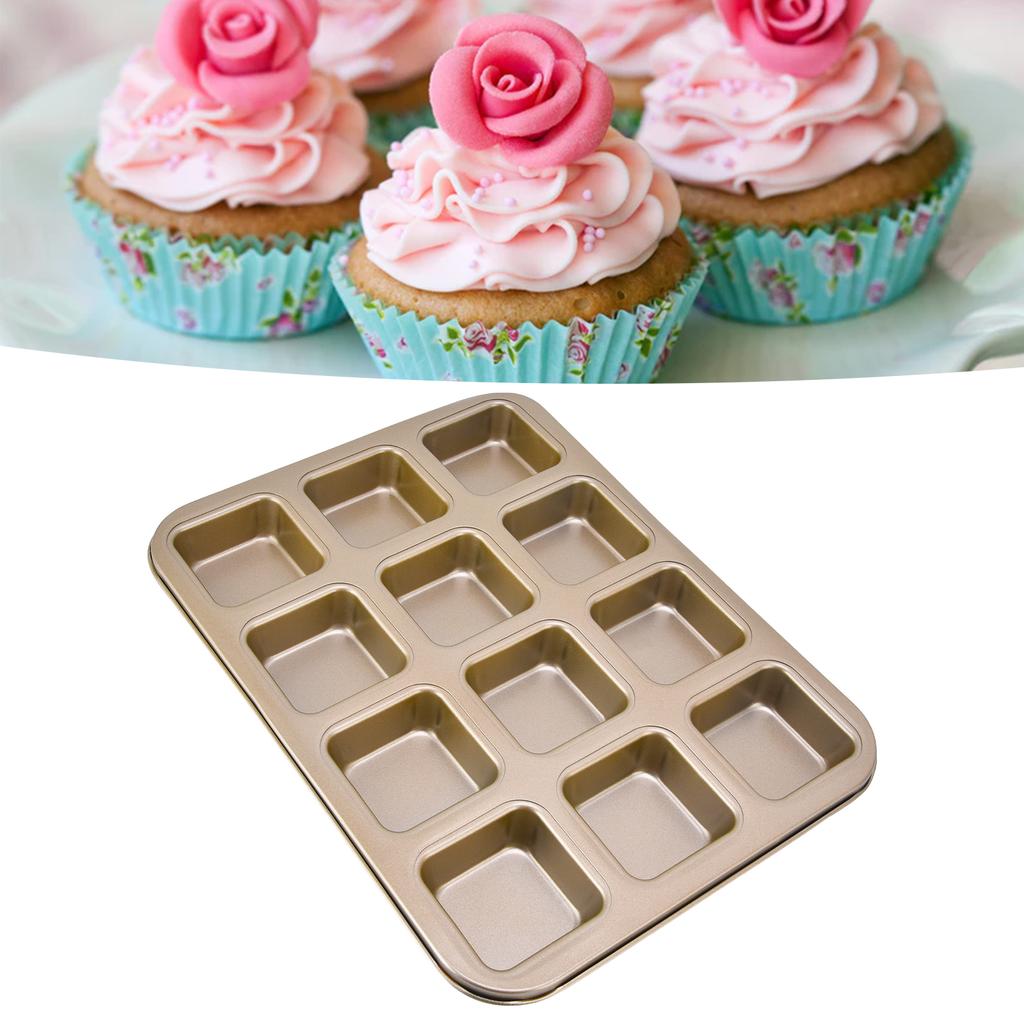 Loaf Baking Pans 12 Cavity Brownie Baking Pan Carbon Steel Muffin Bakeware Cupcake Bread Divider Mold