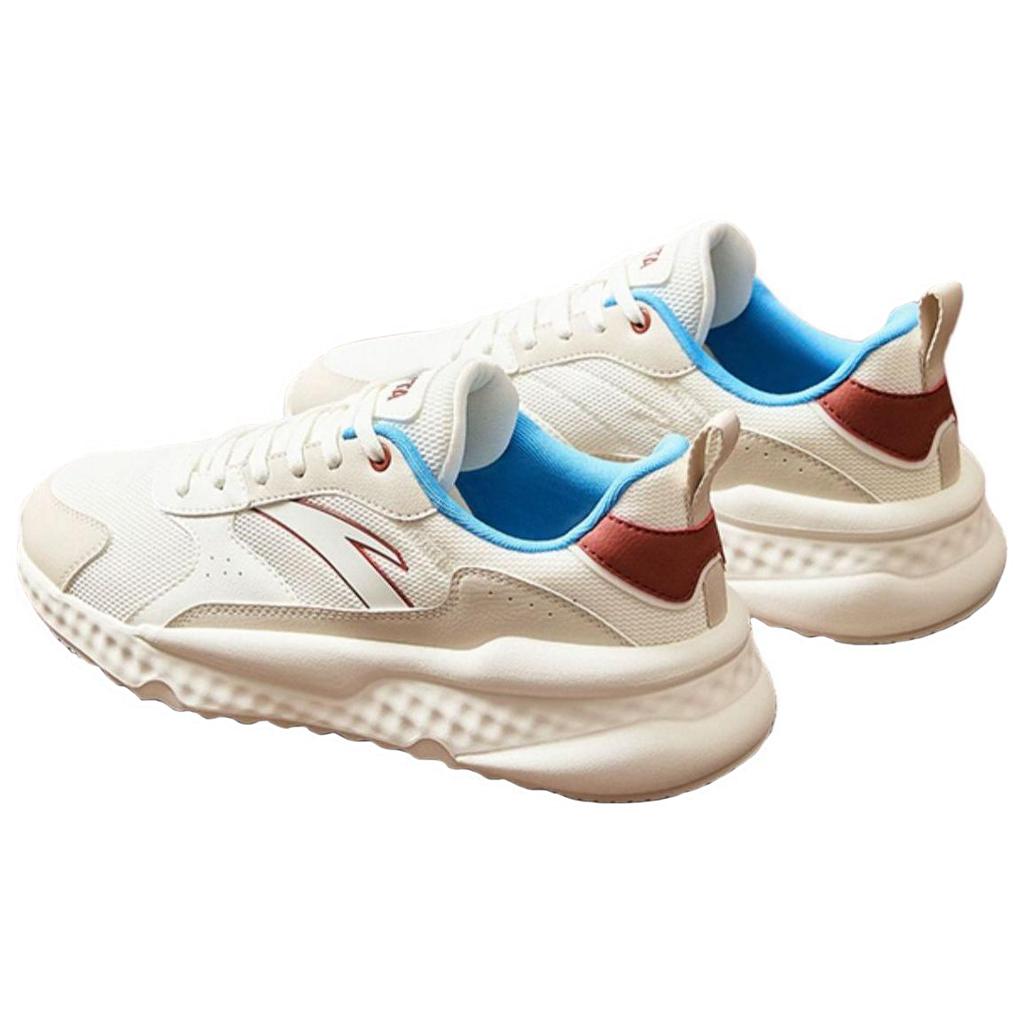 Anta Unrestrained Series Comfortable Simple Non-Slip Breathable Lightweight Low-Top Casual Shoes Men Sneaker White Red 912448816-2