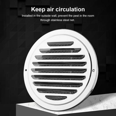 Ventilationskåpa Vattentät släta kanter Multipurpose rostfritt stål Rund gallervägg Luftventil