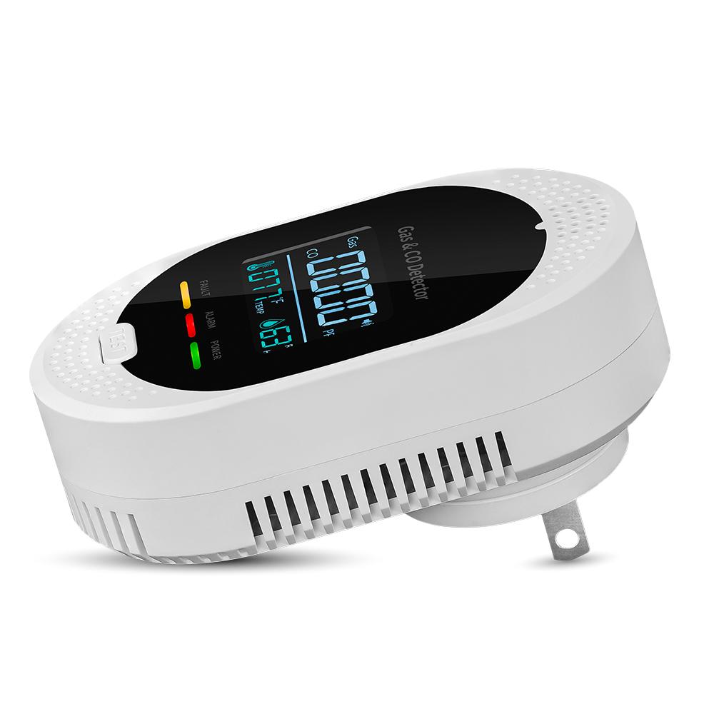 Yieryi 4-In-1 Gas CO Alarm Detector With Temperature Humidity LCD Display For Home RV Apartment Villa Smart Sensor EU/US Plug