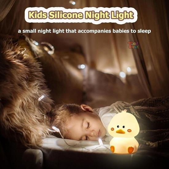 Silicone Duck Night Light for Kids  Rechargeable Touch Led Lamp Color Changing, Soft Bedside Cute Lamp for Bedroom, Babies, Gift, Nursery Room Decor