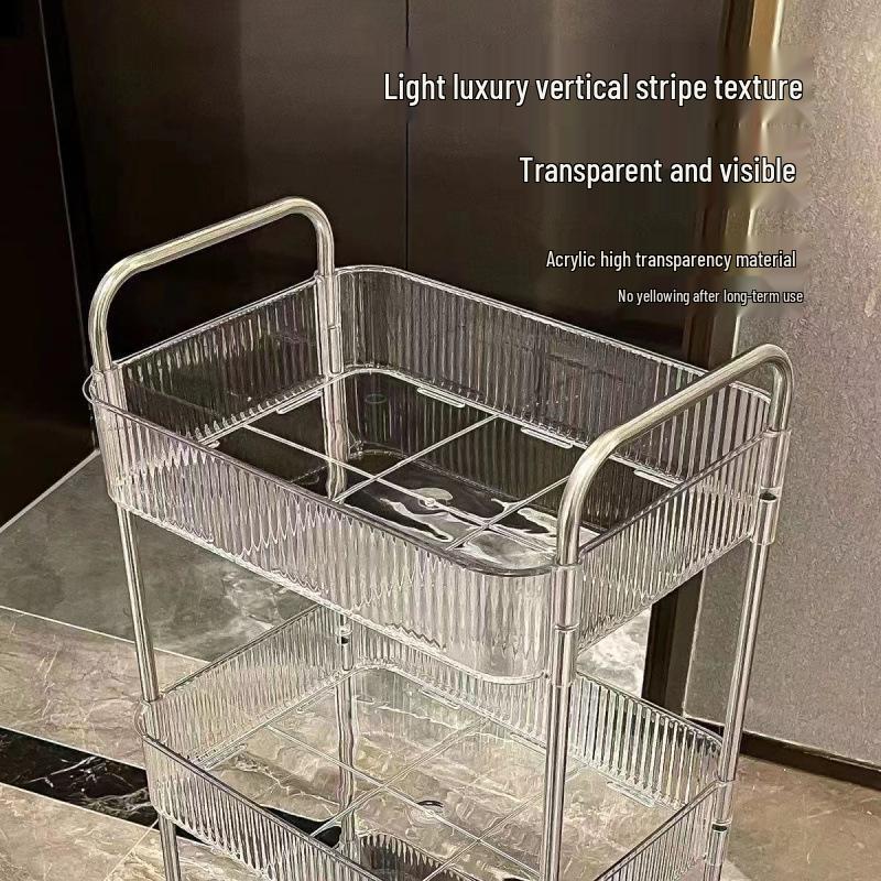 Przezroczysta mobilna wielowarstwowa półka-wózek do sypialni