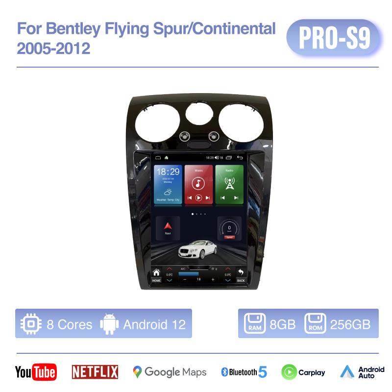 12.1Inch For Bentley Flying Spur/Continental 2005-2012 Android12 MediaCarPlayer GPS Navigation 8Core 8+256G CarPlay 4G 360Camera