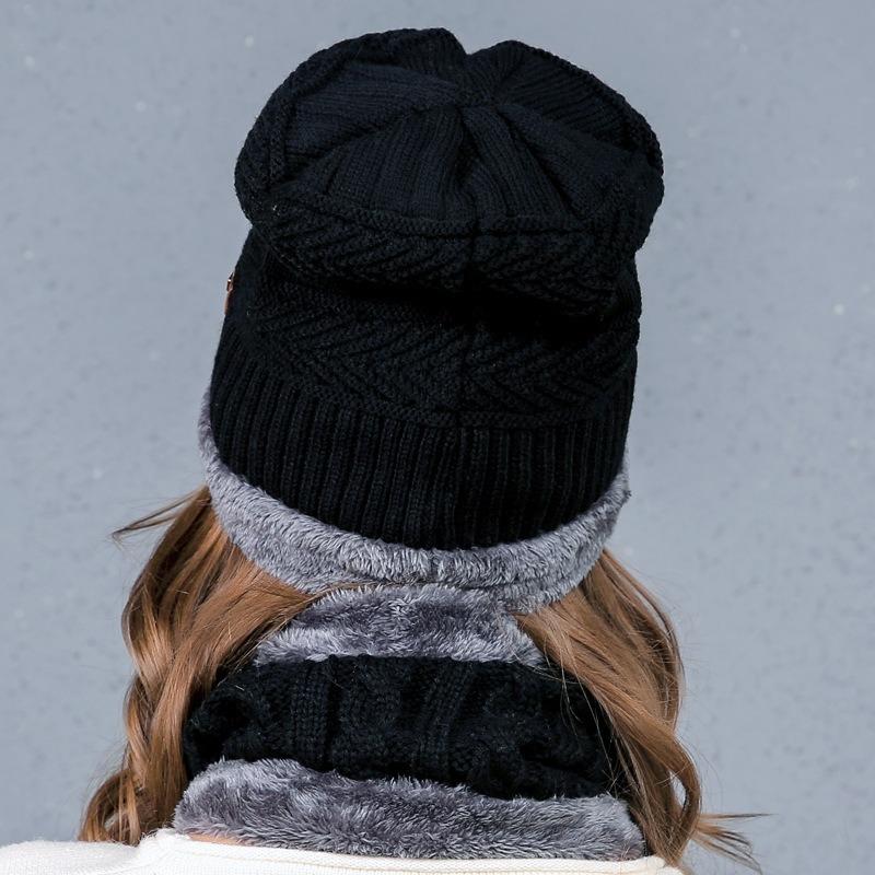 Herbst- und Winter-Strickmützen für Damen und Herren, warme Armstulpen, Fleece-Mützen, trendige Schals, Komplettset für Outdoor-Mützen