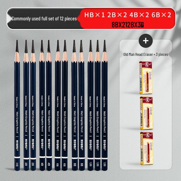 Neoni Matte Sketching & Soft Charcoal Pencils for Art Students with Professional Painting Brushes.