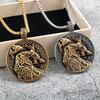 Men's Retro Stainless Steel Celtic Wolf Pendant Necklace