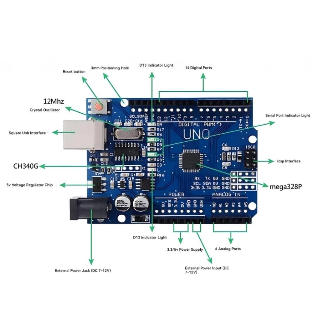 CH340G D1 R3 Wireless Module USB Cable R3 Electronic PCB Board  Computer Accessories
