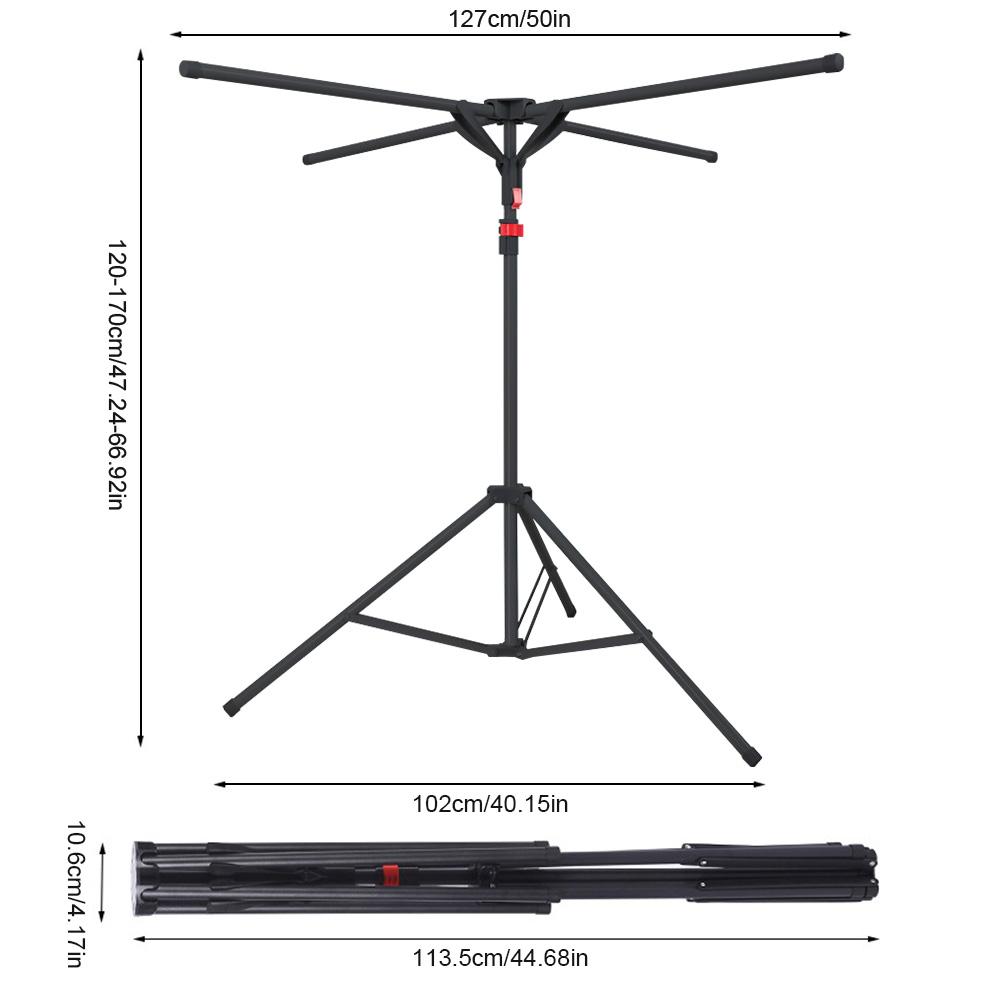 Tripod Clothes Drying Rack with 4 Poles Collapsable Clothes Rack Rotatable Arms Foldable Drying Rack for Indoor Outdoor