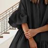 Summer Casual Loose Swing Dress for Women Babydoll Tiered Ruffle Sleeve Pleated Mini Mid-Length Dress Daily Life Beach Parties