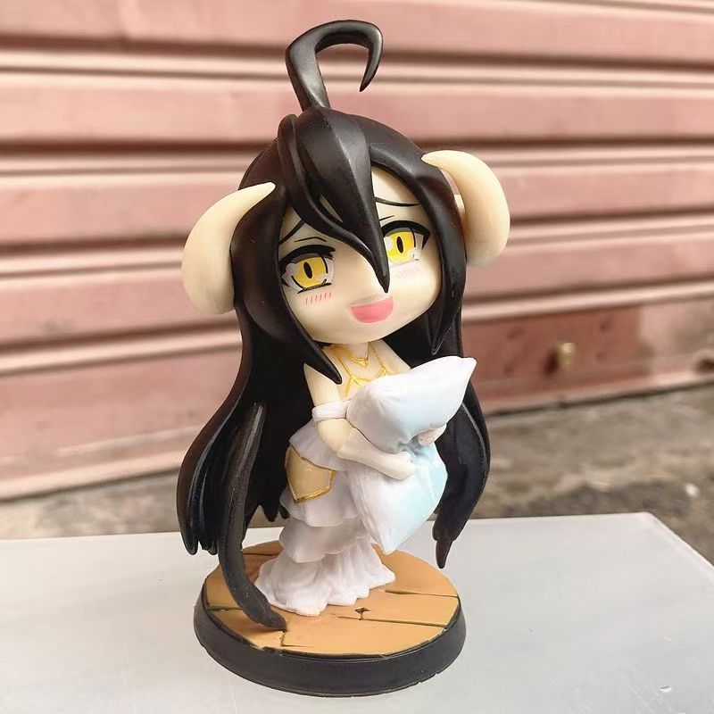 Overlord Albedo Pillow Ver. 13cm Cute Chibi Figure Collectible PVC Action Figure Model Toy Desktop Decor Gift for Anime Fans