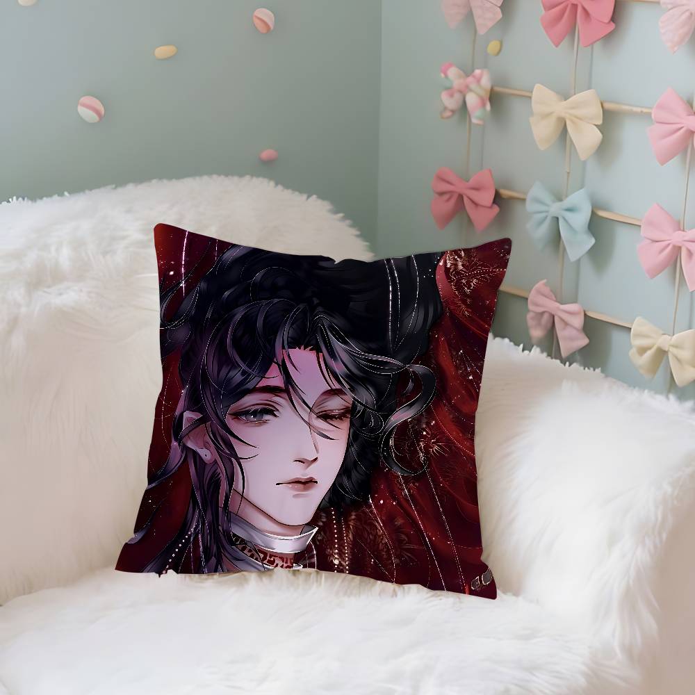 HHeaven Officials Blessing Case Plush Fabric Soft Pillowcase Double Sided Print Cushion Cover Household Gifts