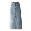 Spring and Summer Women's Denim Skirt Embroidery A-line Denim Skirt Irregular High Waist Casual Package Hip Half-body Mid-length Skirt