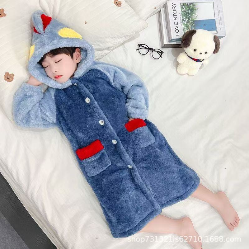 Children's Ultraman Flannel Bathrobe - Thick Winter Pajamas for Boys and Girls