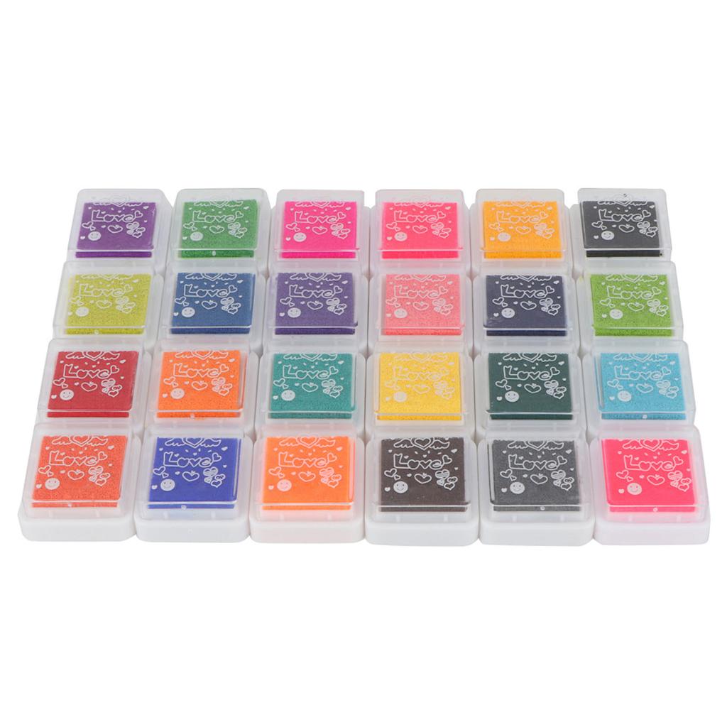 24 Colors DIY Cute Colorful Ink Pad Stamp Inkpad for Rubber Stamp Scrapbook Decoration