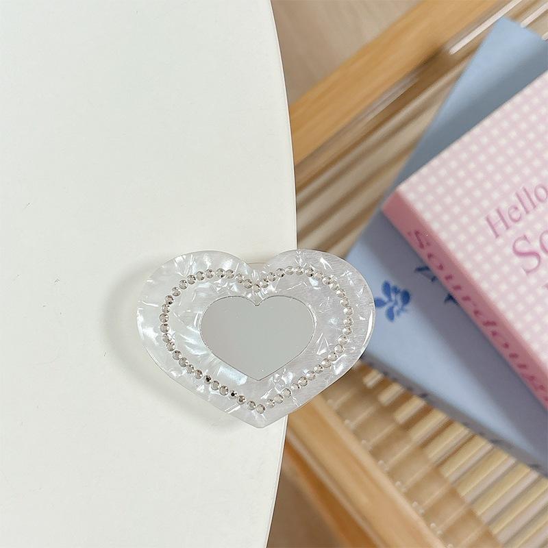 

Small Fresh Mobile Phone Airbag Holder Paste Adhesive Backing Women S Desktop Support Portable Rhinestone Love Mirror Sticker