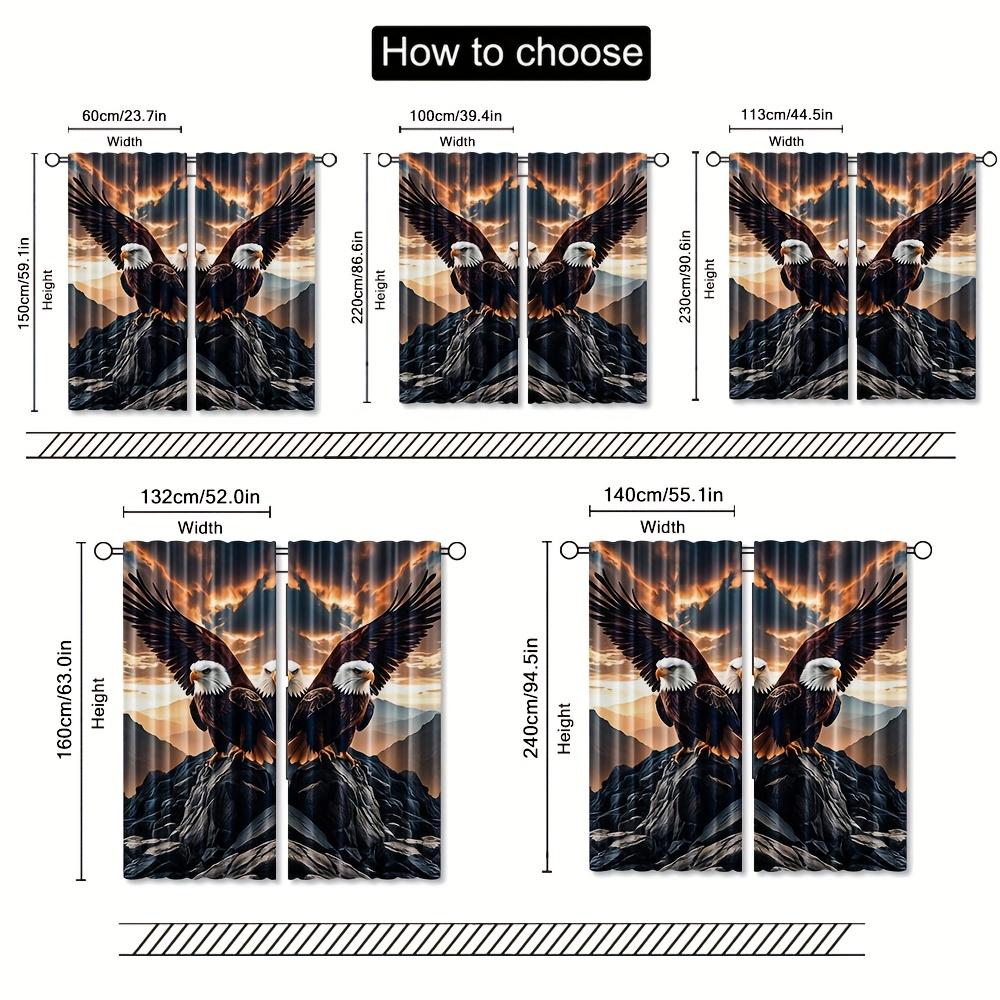 Set Of 2 Eagle Wings Design Polyester Curtains Hd Digital Print Drapes Bedroom Living Room Office Rod Pock Curtain With Semi Sheer Perfect For