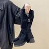 Retro Women Trouser Legs Removable Belt Buckle Autumn Winter Thick Heel Ladies Elegant Long Booties for Adult Women