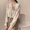 Professional Autumn White Long Sleeve Blouse Women High Quality Chiffon Shirt Elegant Bow Tie Office Top