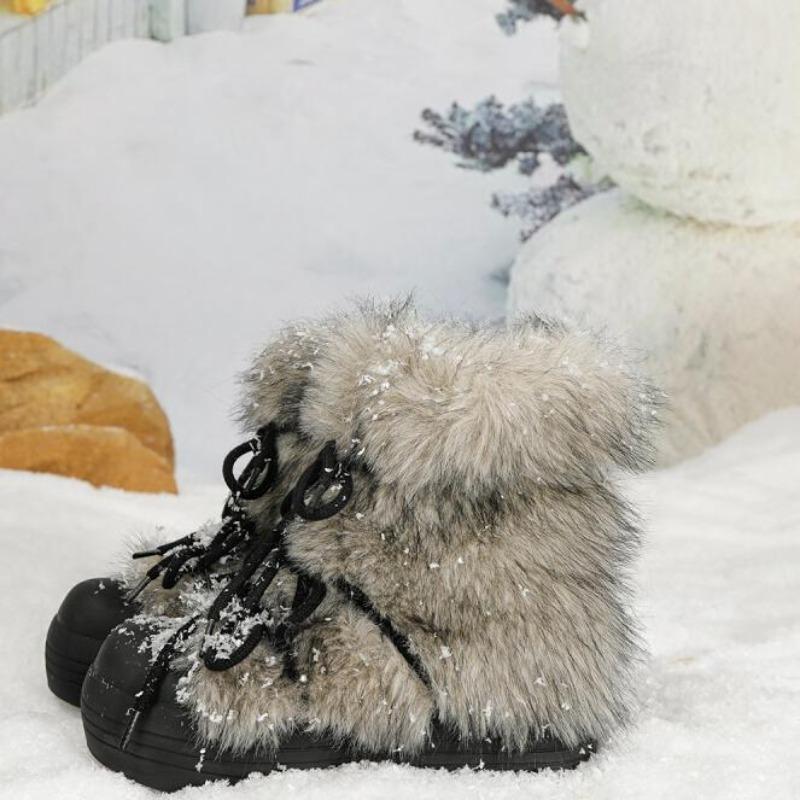 New, Niche Cotton Shoes with Thick Soles for Women, Warm Fleece Short Boots and Cotton Boots