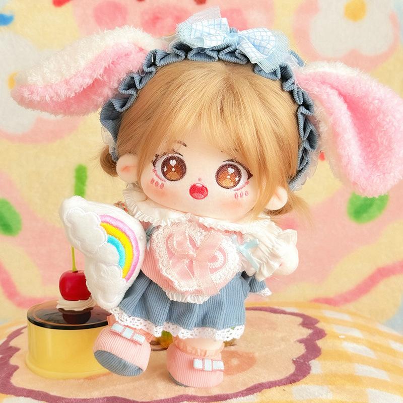 20cm Kawaii Cotton Dolls Anime Plush Stuffed Figure Bell Orchid/Green Plum/Butterfly Doll Wearable Clothing Dress Up Gifts