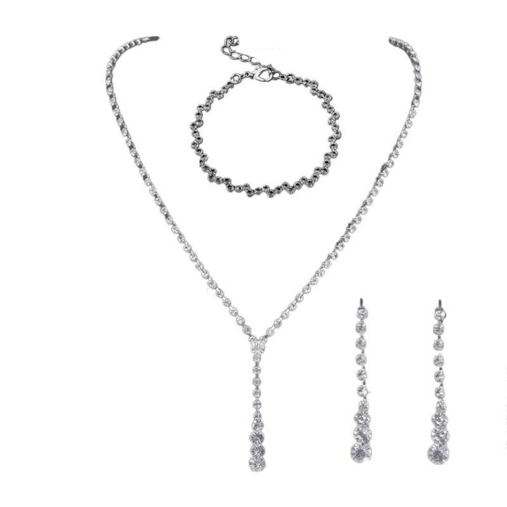 

Классический набор женских украшений «Капля воды» для свадьбы, роскошные серьги, циркониевое ожерелье, браслет в корейском стиле necklace&earrings&bracelet