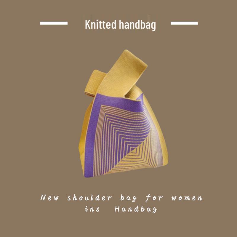 Trendy Women's Knitted Wool Bucket Handbag - Casual Tote & Lunch Box Bag