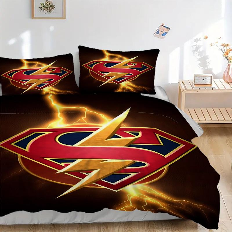 

3pcs Superman, Lightning Duvet Cover Set, 1 Duvet Cover + 2 Pillowcases (No Insert), High-Definition Print for All Seasons,Durable yy251103044 135x200cm