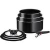 Tefal Ingenio Batterie De Cuisine 7 pièces,Casseroles 161820 cm,Couvercles En verre,Poignée amovible,Non induction,Revêtement a