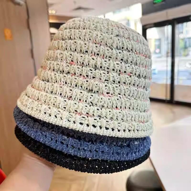Trendy Commuter Mesh Bucket Hat Women's Breathable Sun Protection Top Hat 2024 New Face-shaping Fashion Hat