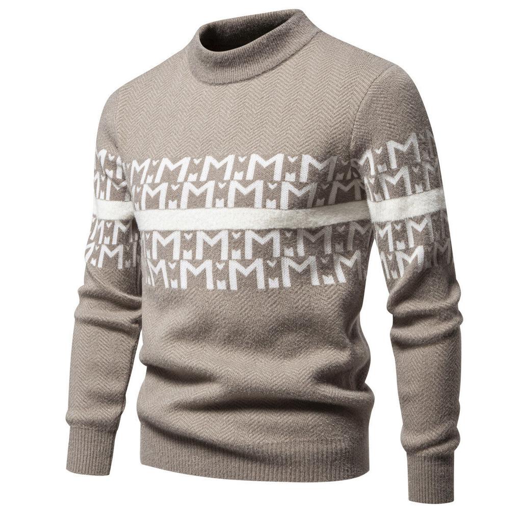 Hot Selling Explosive Autumn and Winter New Casual Jacquard Crew Neck Sweater Bottom Knitted Knitwear