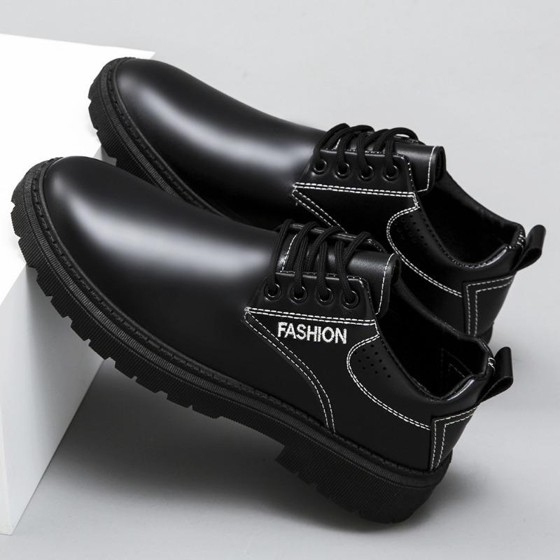 

Весенняя мужская обувь рабочая обувь новая деловая водонепроницаемая черная кожаная обувь обувь для шеф-повара мужская универсальная толстая обувь на платформе 44 чёрный