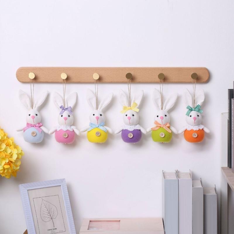 Easter Rabbit Toy Hangings Decorations For Party Supplies, Spring Plushie Doll Rabbit 6PCS