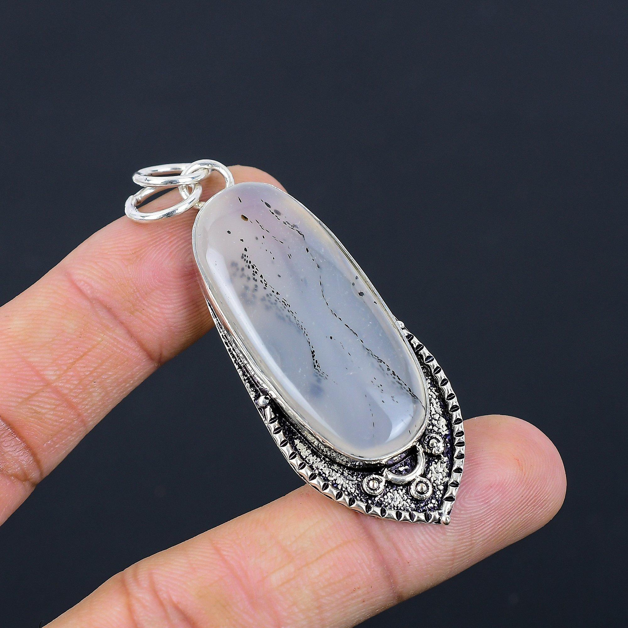 Natural Montana Agate Gemstone Jewelry 925 Sterling Silver Pendant For Girls