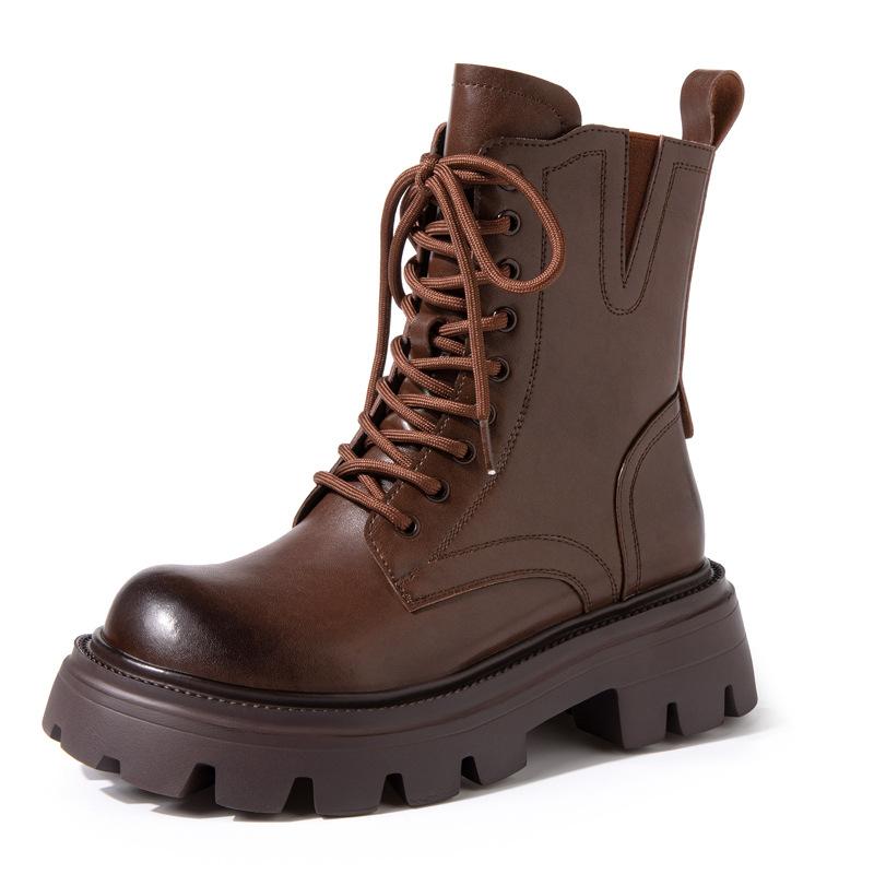 New thick heel single boots, spring and autumn boots, small height-increasing Martin boots show feet, small fashion short boots