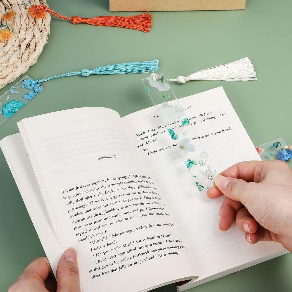10Pcs/Set With Tassels Flower Bookmarks Stationery Book Page Markers Study/Library