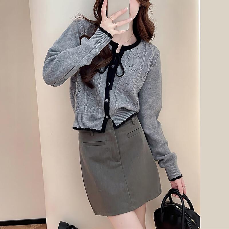 TonLion 2025 Autumn/Winter Women's Contrast Trim Cardigan