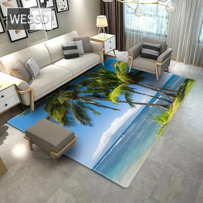 Palm Beach Waves Floor Rug For Living Room Sea Scenery 3D Carpets For Bedroom Sponge Bath Mat Large Lounge Rug Hallway Mat Decor
