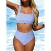 New Split European and American Printed Bikini Swimsuit Women's Sexy Tube Top Retro Briefs Swimsuit