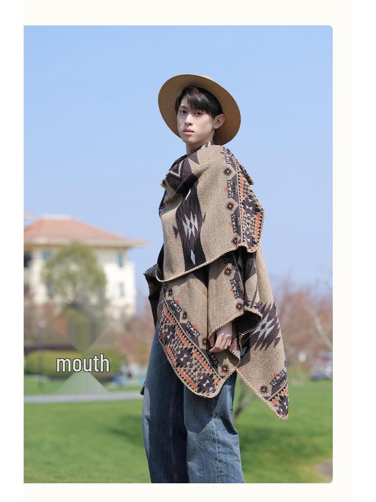Men's & Women's Hooded Shawl Cape Cloak - Spring/Summer Scarf, Yunnan Xinjiang Tibet Style