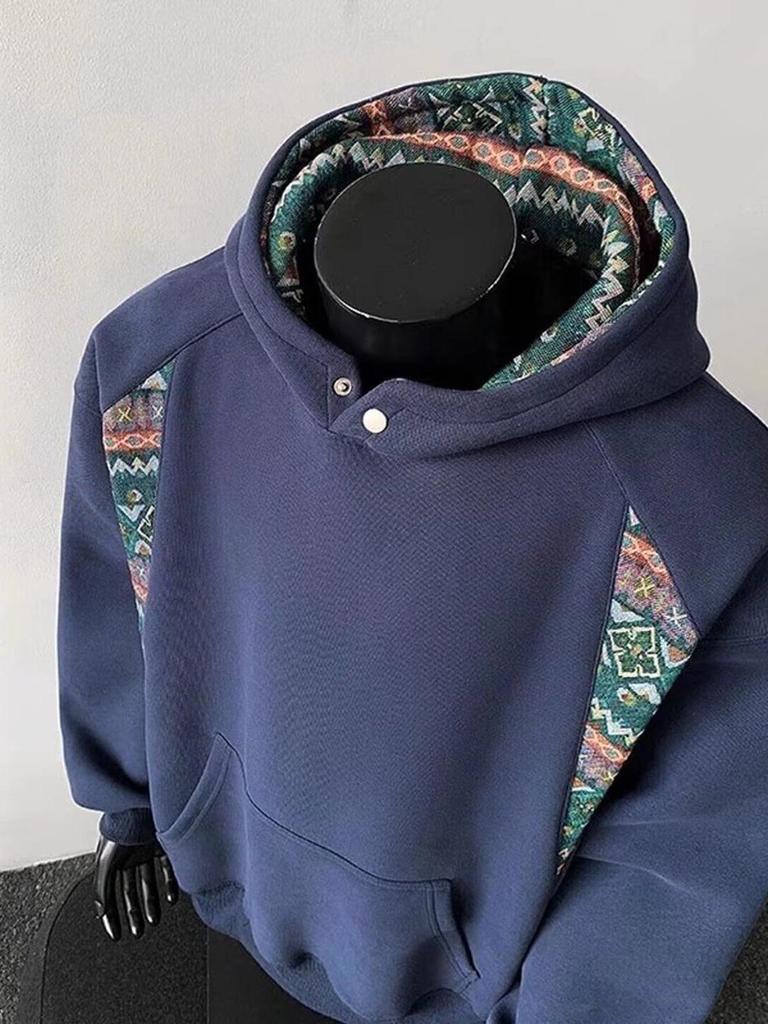 Color Block Embroidered Patchwork Hoodie - Autumn American Style Heavyweight Jacket for Couples