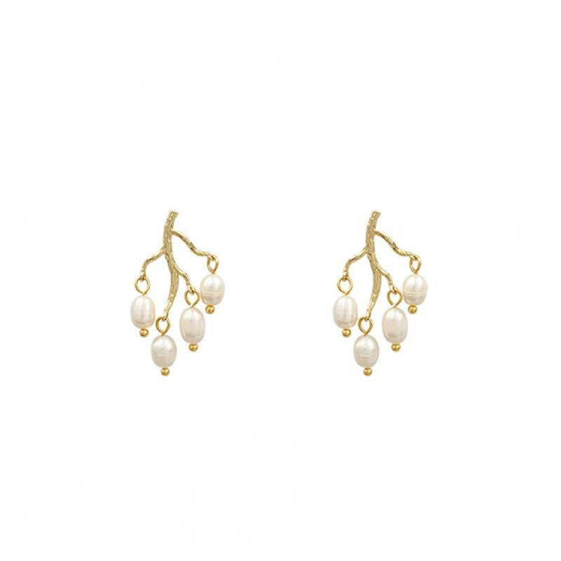 S Pearl Branch Earrings Baroque String Earrings Women's New Trendy Earrings Small Sweet Ear Jewelry