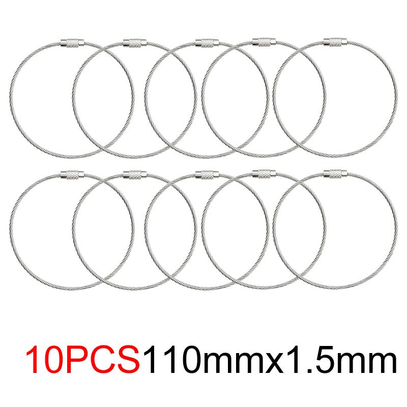 

10PCS Screw Locking Wire Rope Key Chain 110MMx1.5MM Durable Stainless Steel Keyring Gadget Outdoor Tool DIY Camp Luggage Tag ZYF