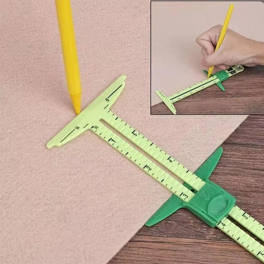 5 In 1 Sewing Patchwork Ruler Sliding Gauge Drawing Ruler Sewing Measuring Tool  Tailors