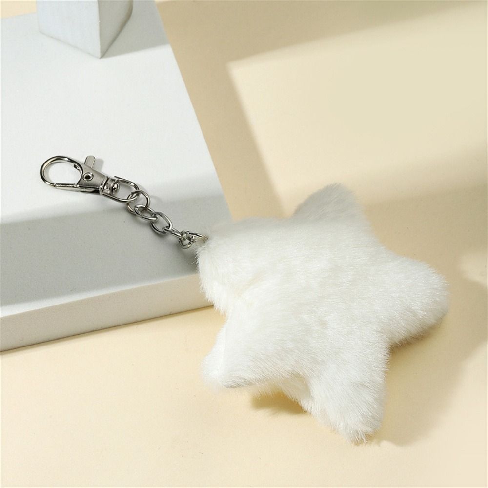 Furry Star Doll Star Plush Pendant Five-pointed Star Key Chain Lovely Pentagram Hairball  Backpack
