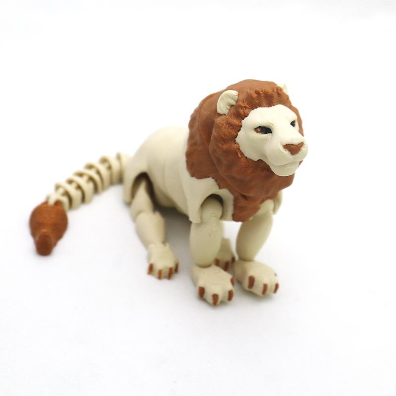 

King Of The Forest Lion 3D Printed Toys Joints Movable Simulation Animal Lion Model Home Decor Ornaments Kids Cognitive Toy Gift