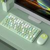 Portable Wireless Keyboard and Mouse Set Circular Keycaps Compact Computer Peripherals Office Games RGB Lighting Effects